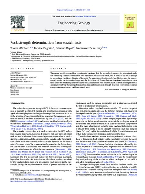 Rock strength determination from scratch tests 